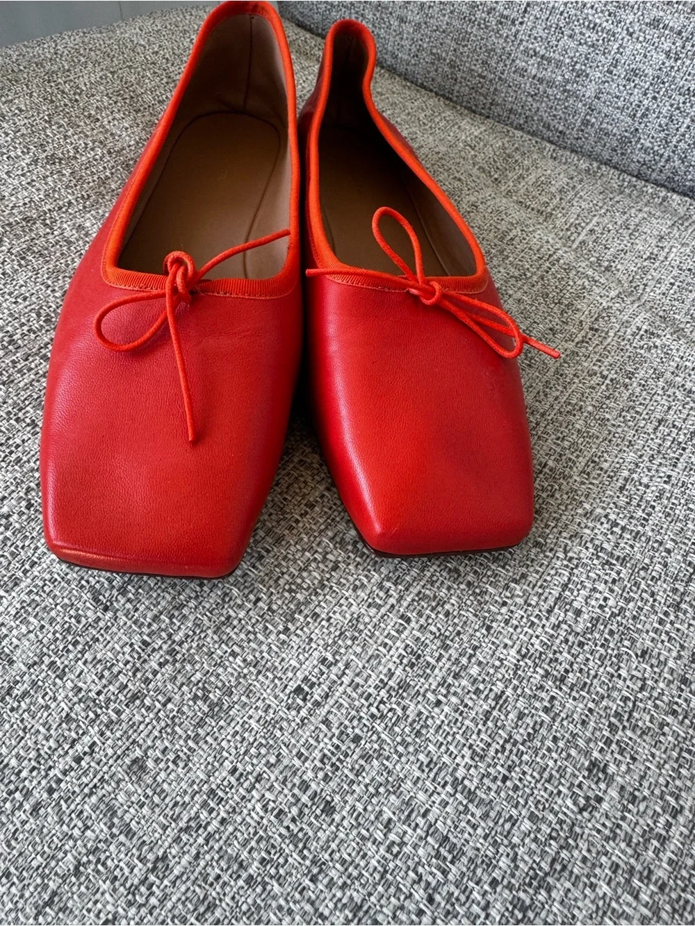 Mansur Gavriel Red Square-Toe Ballet Flats with Bow Detail - Picture 5 of 11